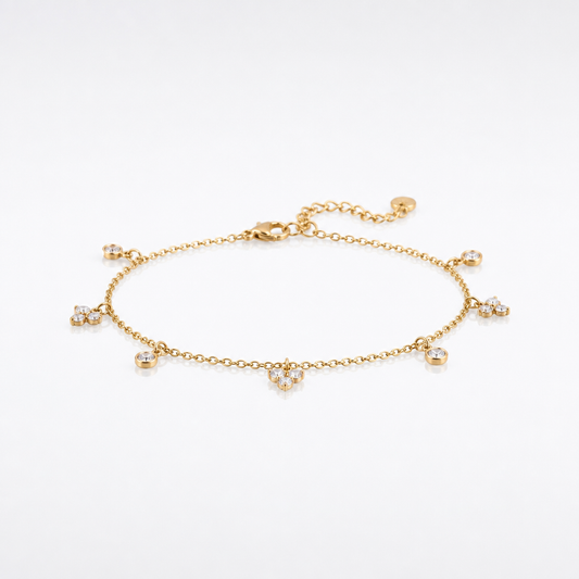 Premium Gold Plated Stainless Steel Anklet - Tropical Elegance | Chaine Cheville Dorée en Acier Inoxydable