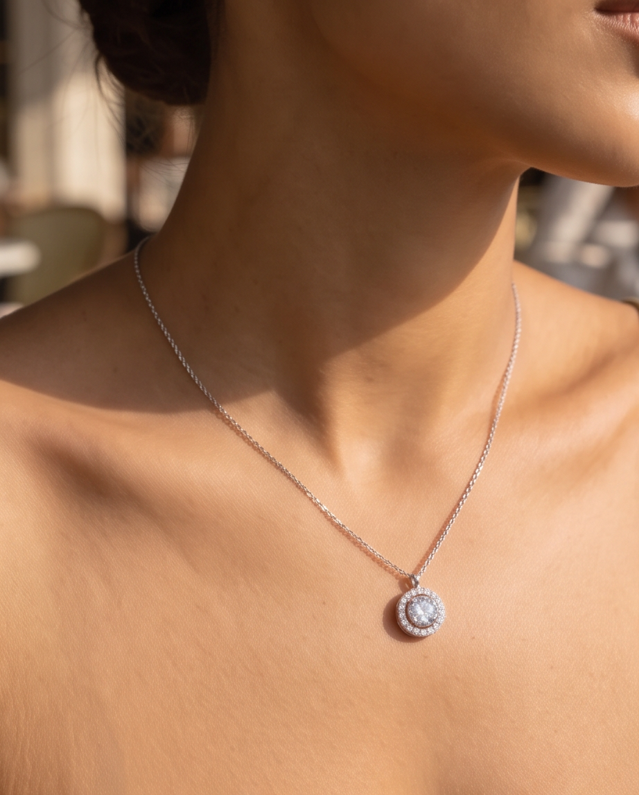 Classic Halo Jewelry Set – S925 Sterling Silver