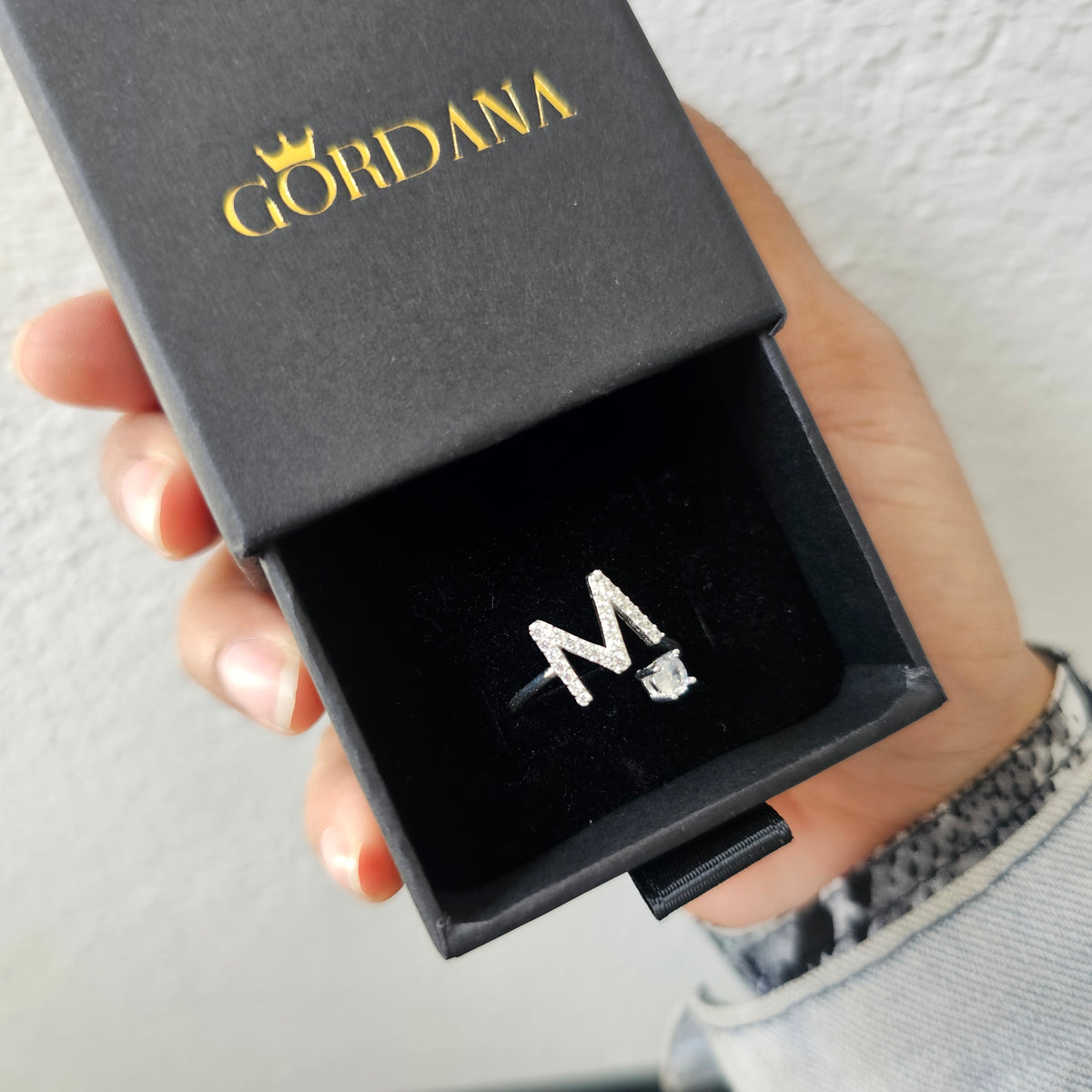 S925 Sterling Silver Adjustable Initial Ring M