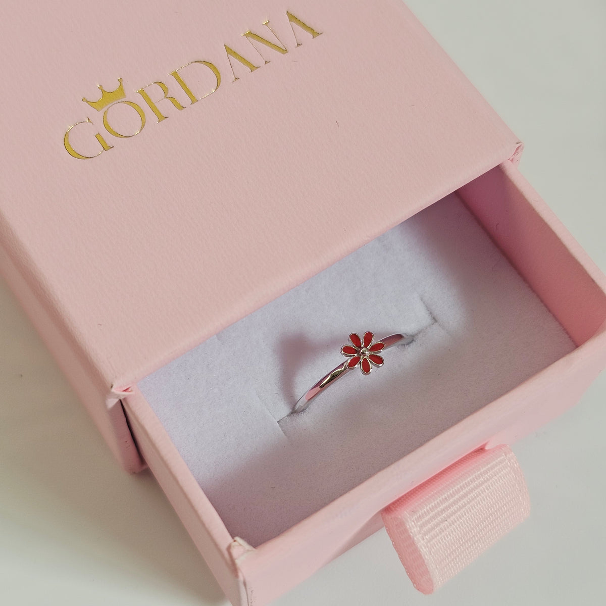 Adjustable Flower Rings – S925 Sterling Silver Red