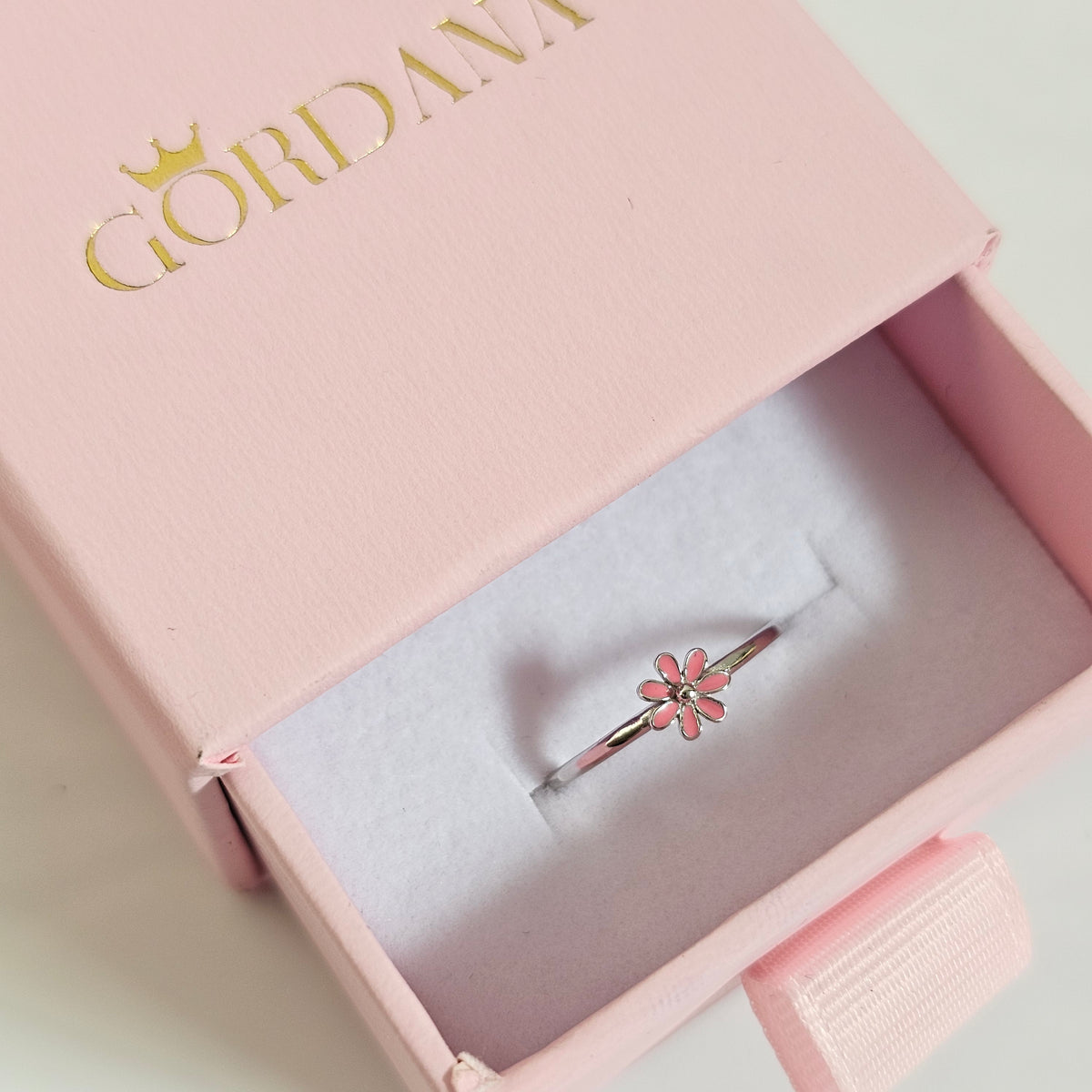 Adjustable Flower Rings – S925 Sterling Silver Pink