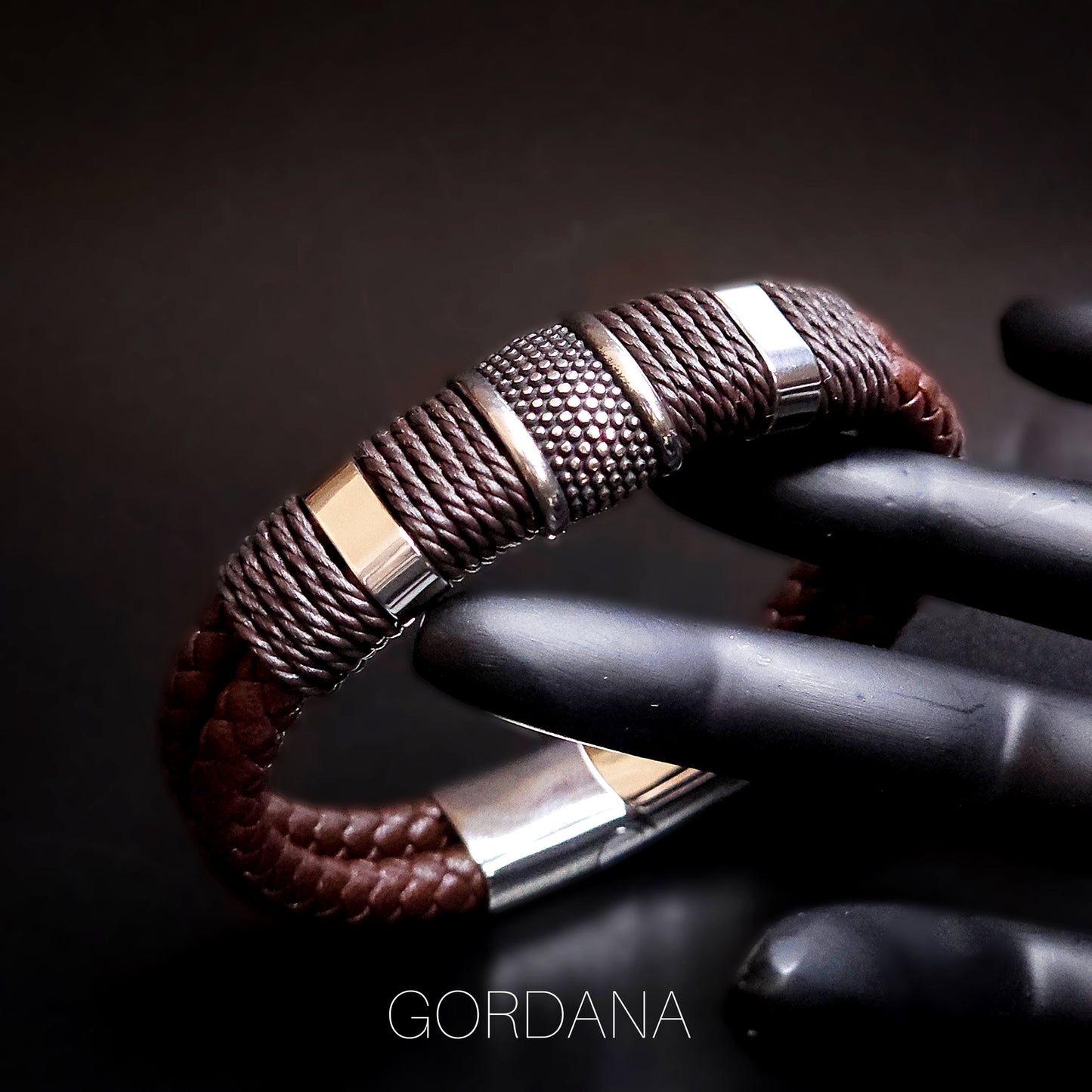 Genuine Leather and stainless steel bracelet