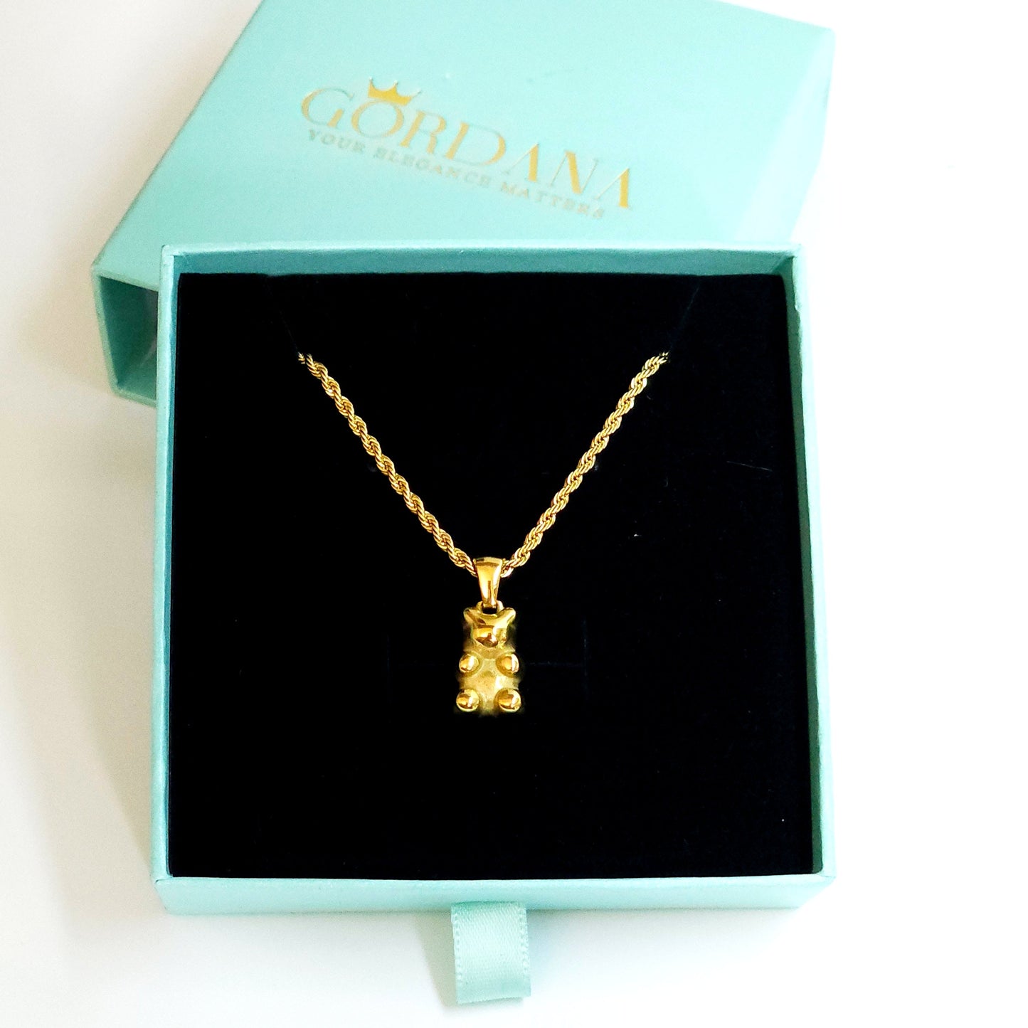 Romantic Teddy Bear Pendant Necklace for Women | Stainless Steel PVD Gold