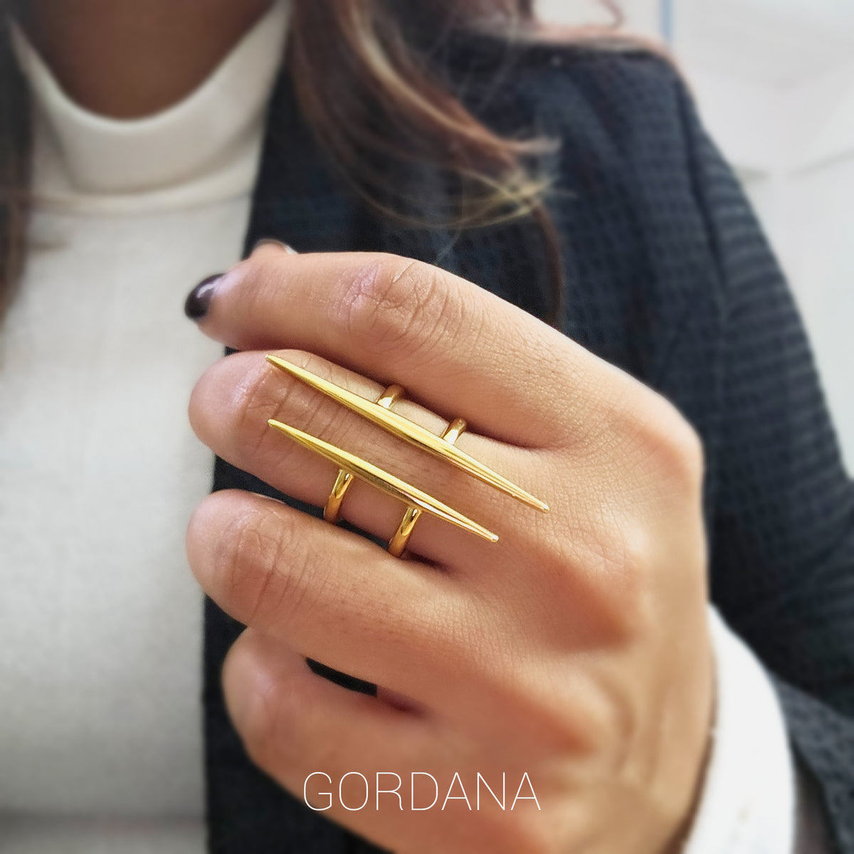 Gold Stainless Steel Adjustable Ring – Modern Minimalist Design