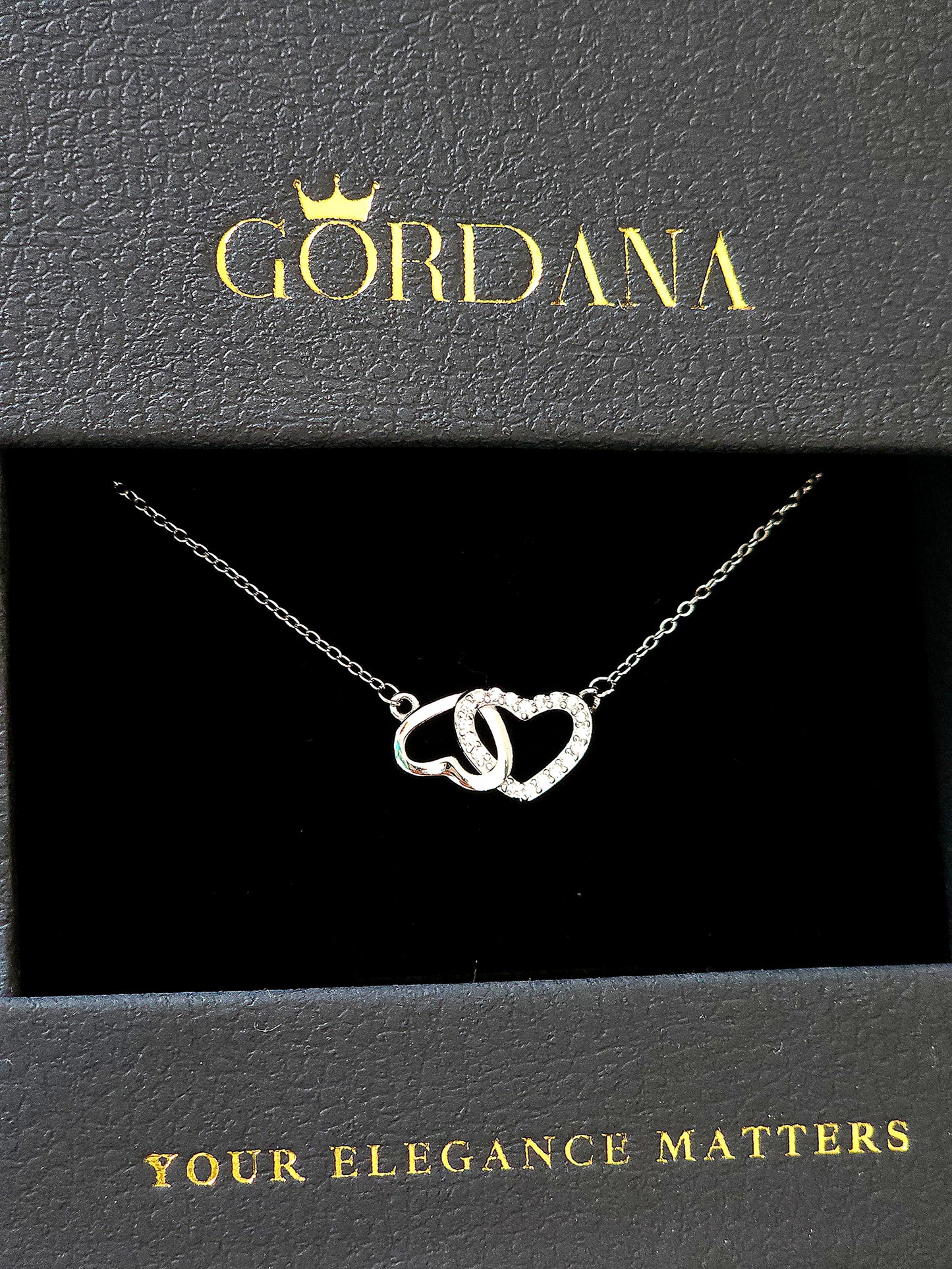 Interlocking Heart Necklace — Sterling Silver with Cubic Zirconia