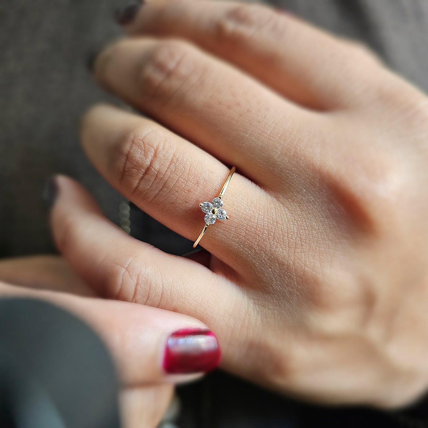 Petite Floral Cluster Ring – Gold Plated S925 Sterling Silver