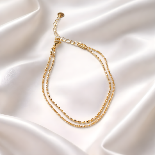 Golden Duo Layer Anklet – Stainless Steel