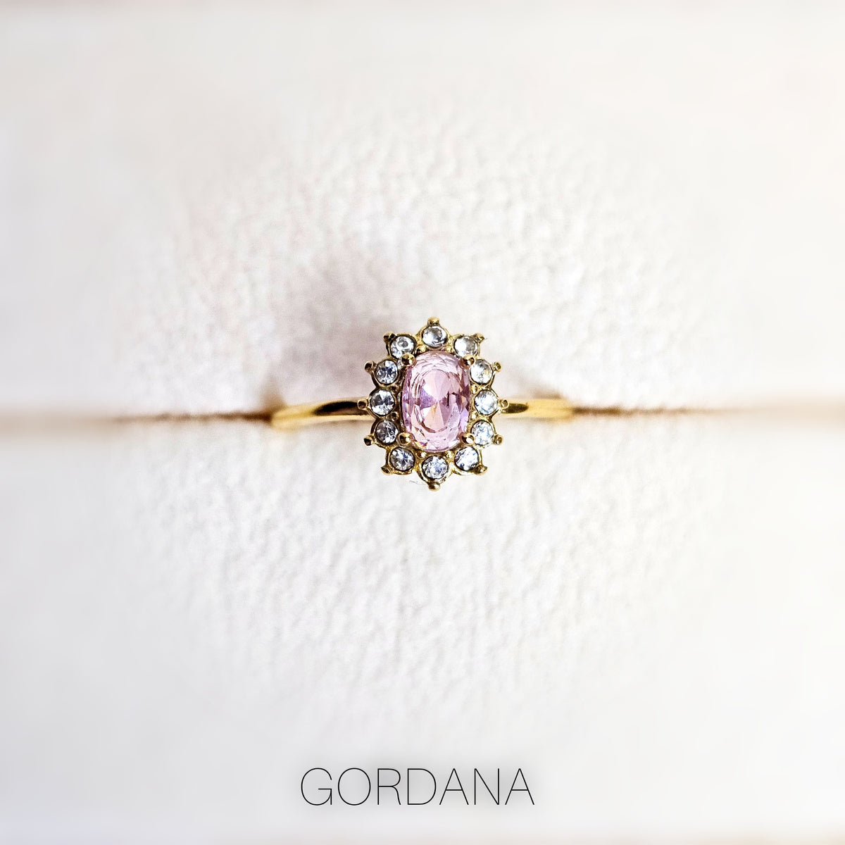 Flower stainless steel ring Pink