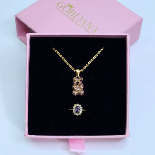 Pink Teddy Stainless steel jewelry set