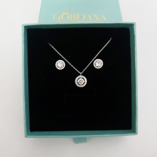 Classic Halo Jewelry Set – S925 Sterling Silver