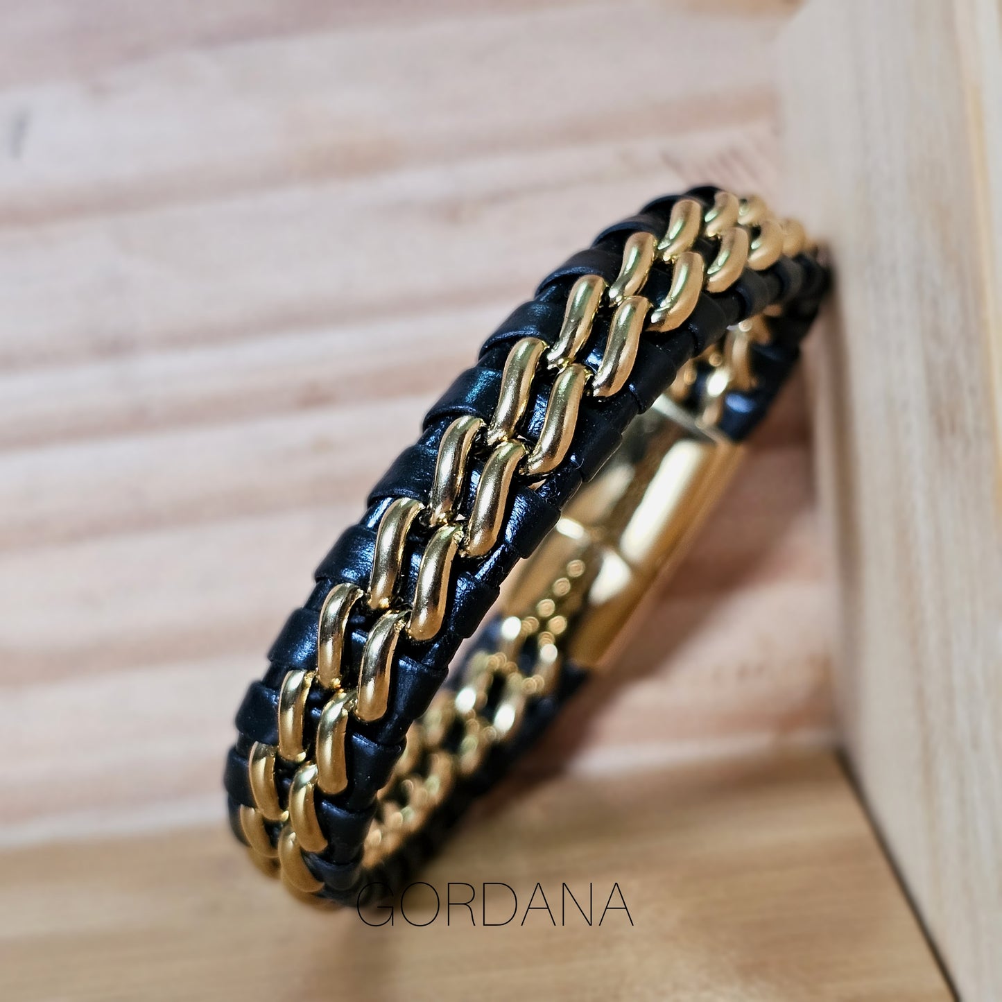 Genuine Leather and stainless steel bracelet