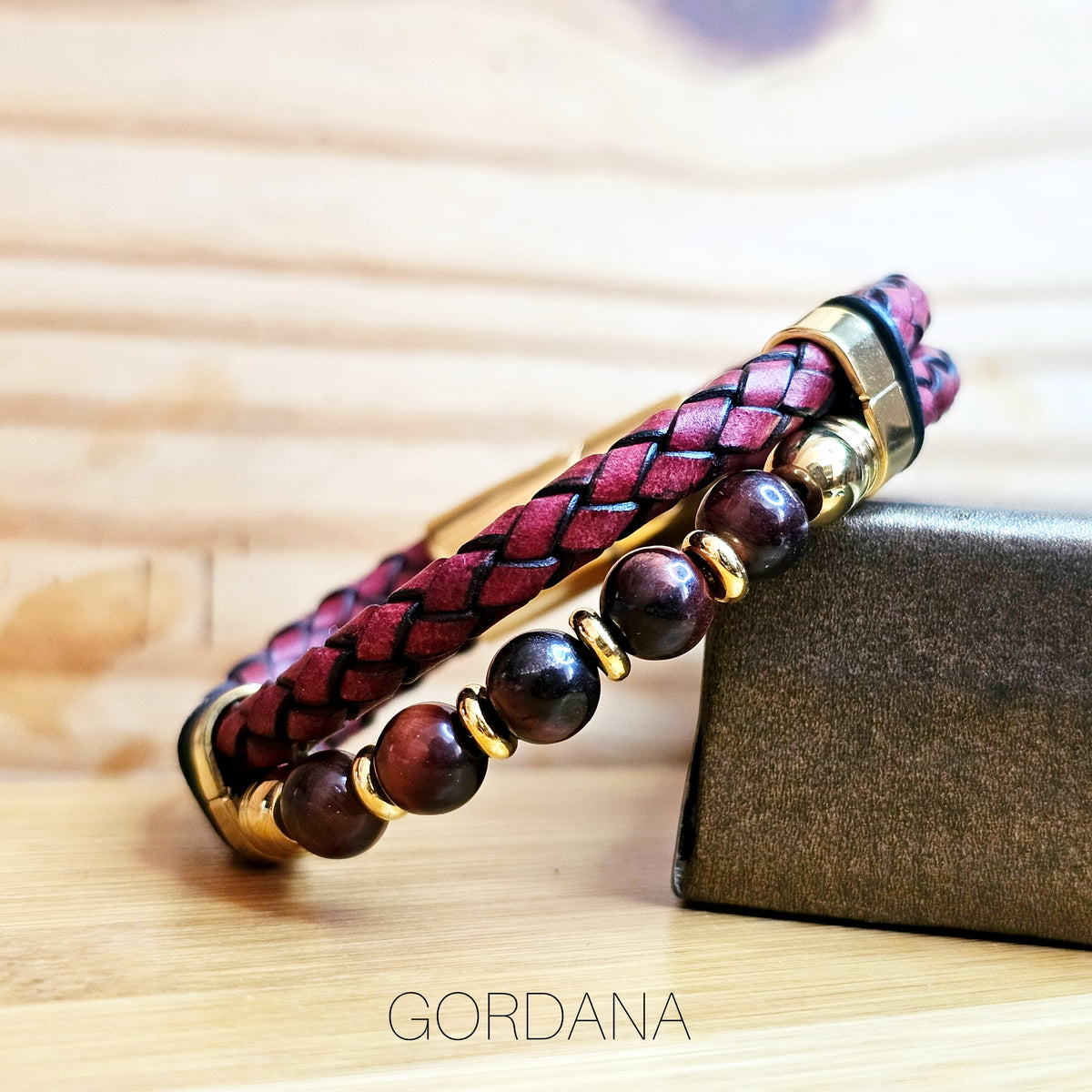 Genuine Leather and stainless steel bracelet