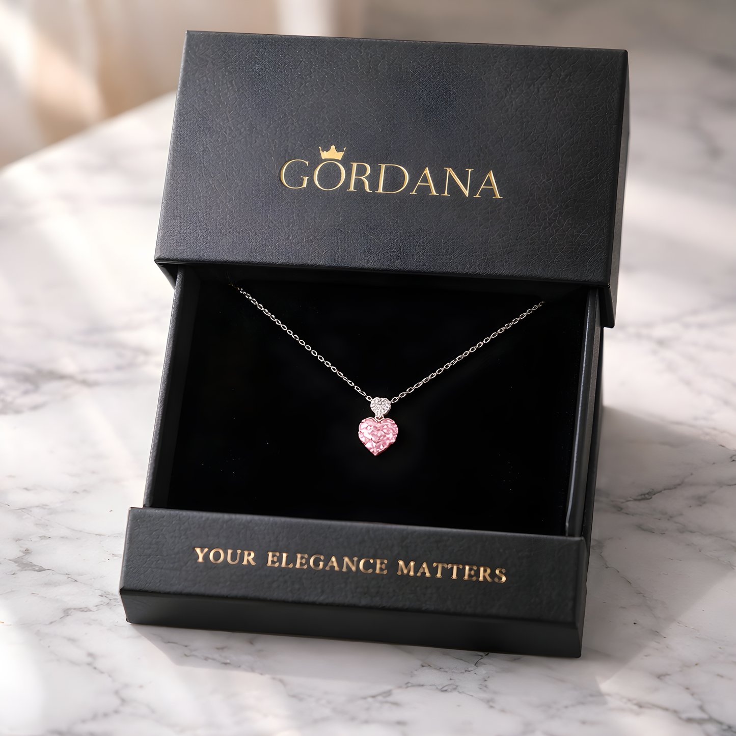 Pink Heart Pendant Necklace – S925 Sterling Silver