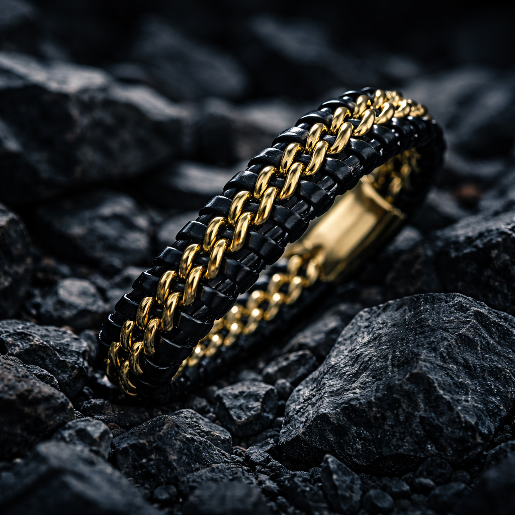 Genuine Leather and stainless steel bracelet