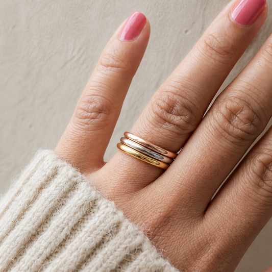 Trinity Stack Ring Set – Stainless Steel (Gold, Silver & Rose Gold Plated)