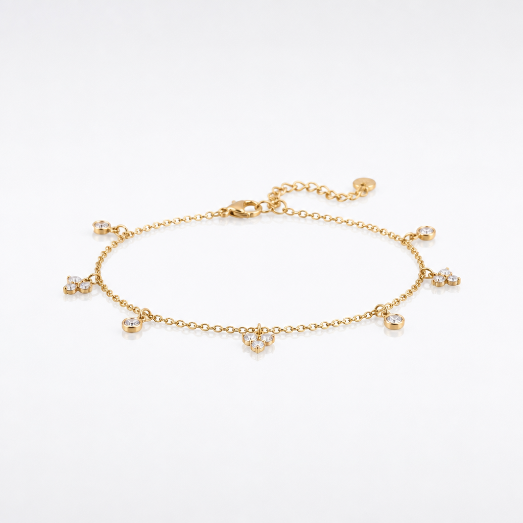 Premium Gold Plated Stainless Steel Anklet - Tropical Elegance | Chaine Cheville Dorée en Acier Inoxydable