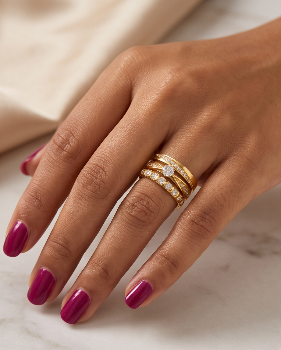 Premium Gold Stainless Steel Stackable Ring Set – Best Seller