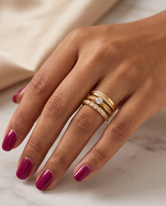 Premium Gold Stainless Steel Stackable Ring Set – Best Seller