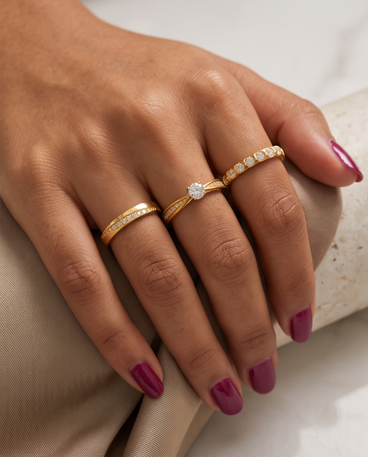 Premium Gold Stainless Steel Stackable Ring Set – Best Seller