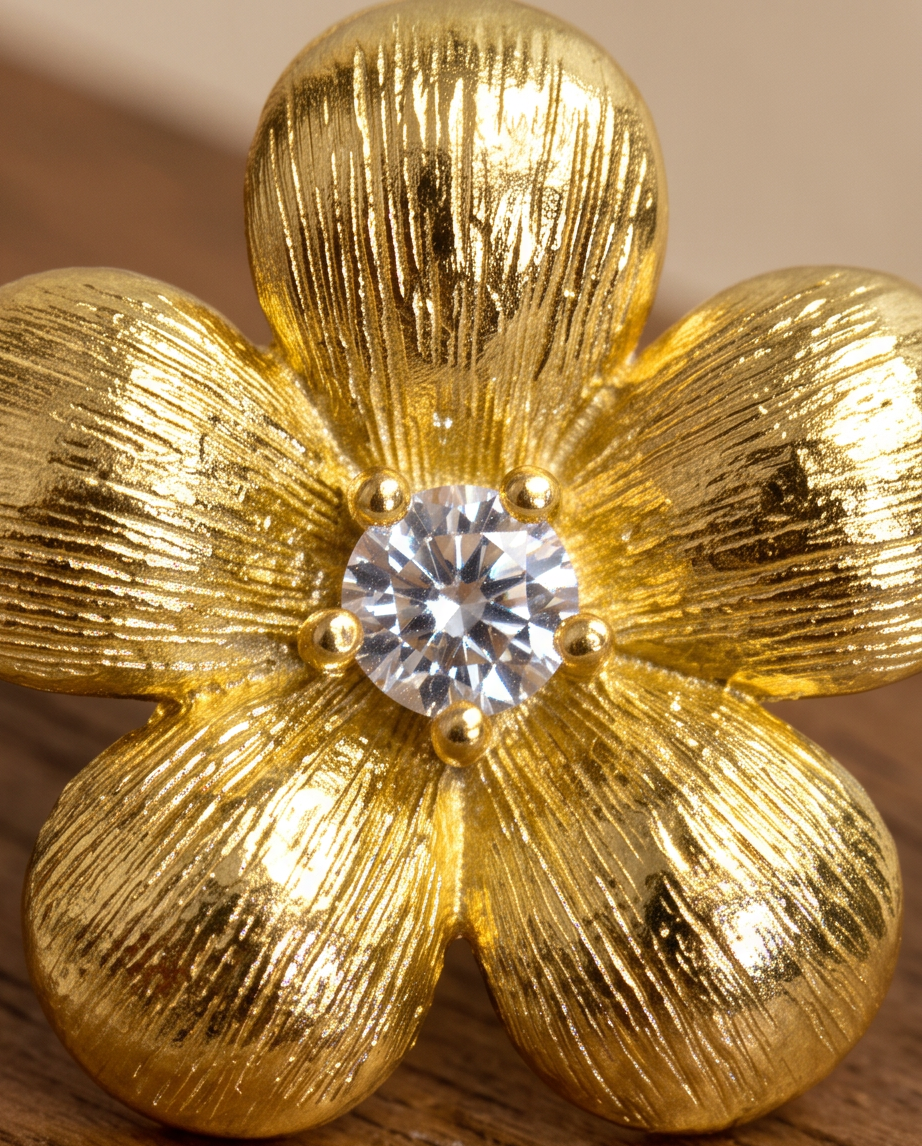 Golden Bloom Stud Earrings – Gold Plated S925 Sterling Silver
