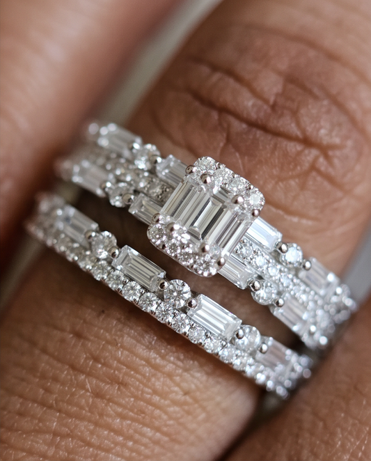 S925 Sterling Silver Bridal Ring Set