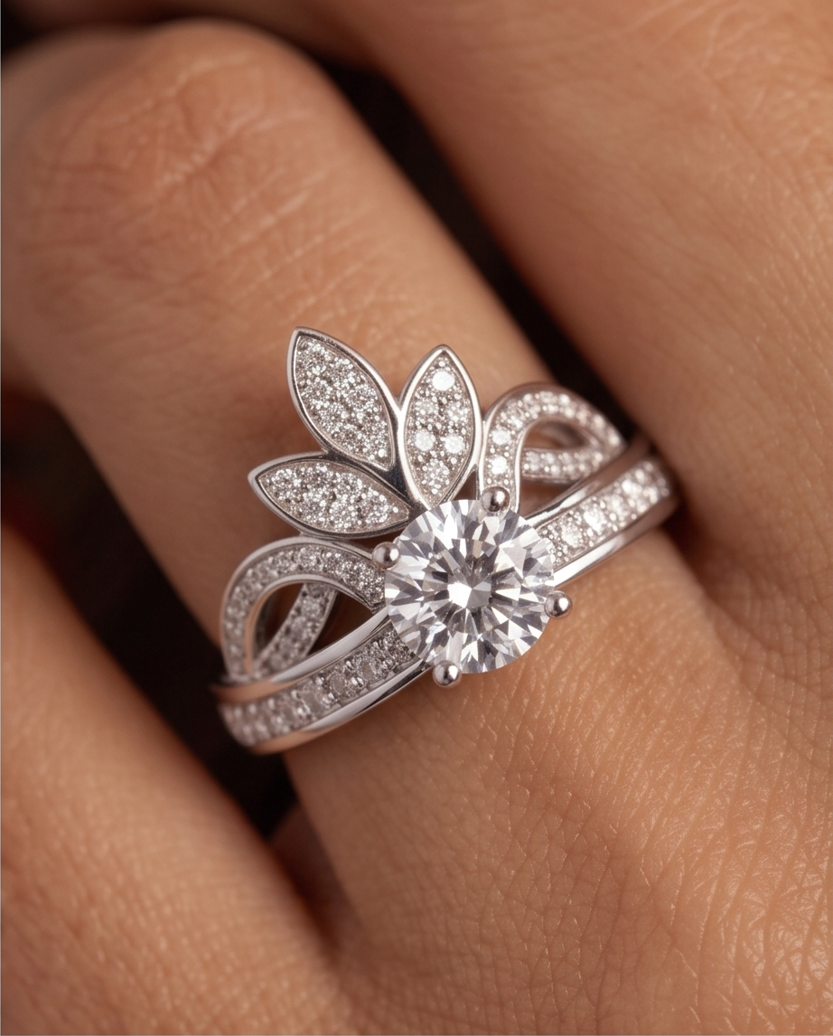 S925 sterling silver premium and elegant  engagement ring for women with crown design. 