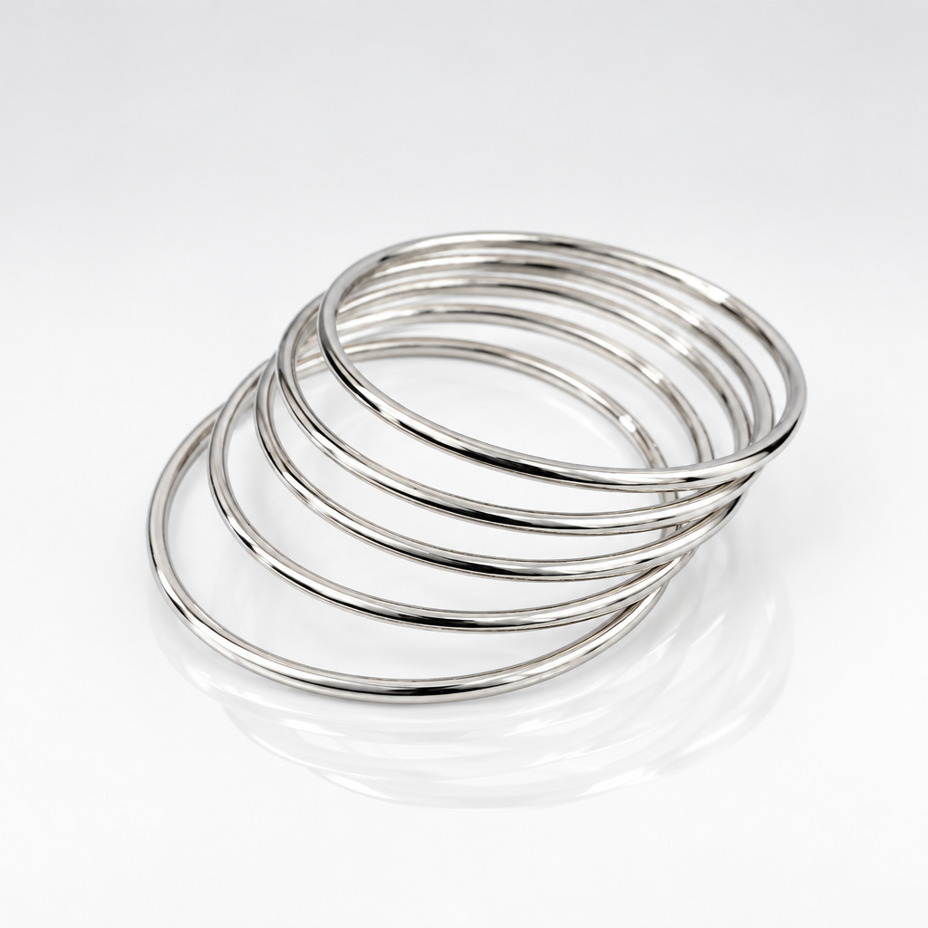 Premium Silver Stainless Steel Bangle - 6cm and 6.5cm