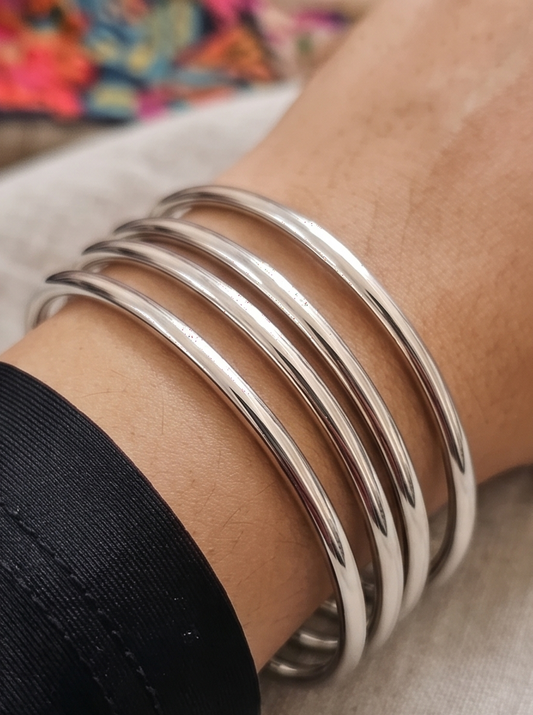 Premium Silver Stainless Steel Bangle - 6cm and 6.5cm