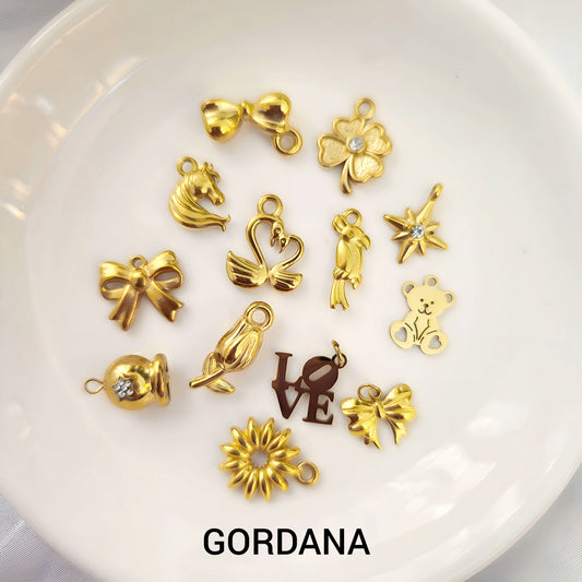 Anti tarnish stainless steel gold plated charms for bracelets and pendants in Mauritius. 