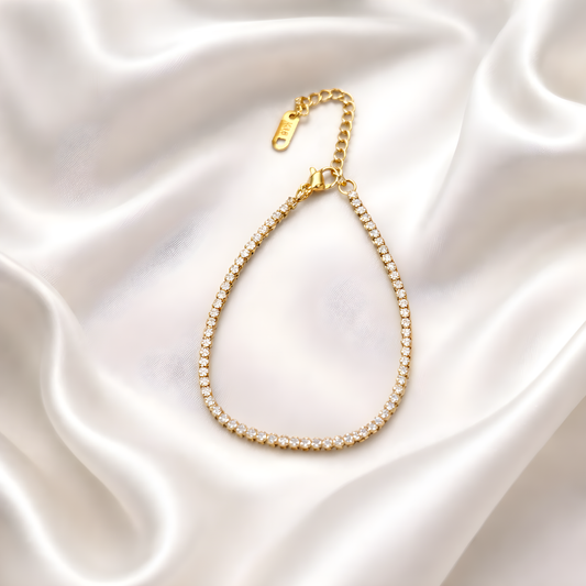 2mm Gold plated stainless steel tennis bracelet for women. 
