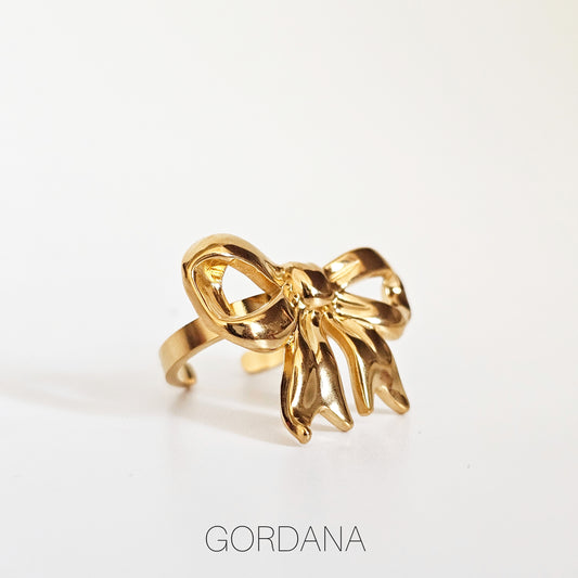 A statmemt gold plated stainless steel adjustable ring. A statement piece from Gordana Jewelry Mauritius. 