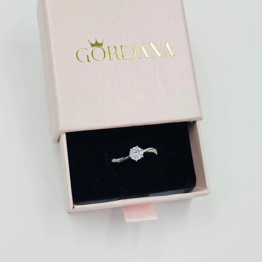 Silver stainless steel promise ring with central gemstone, elegant fashion jewelry in Mauritius Europe USA style.