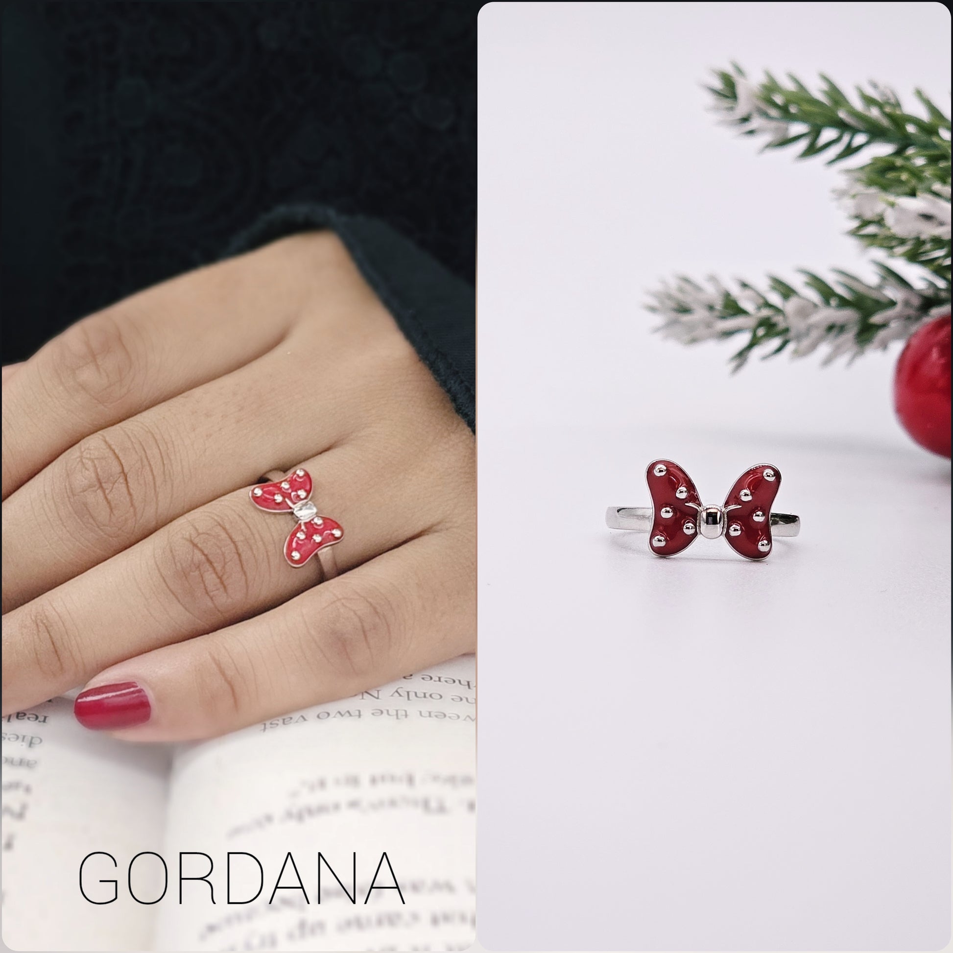 Silver jewelry unisex butterfly ring with red gemstones, stainless steel fashion jewelry style for Mauritius Europe USA.