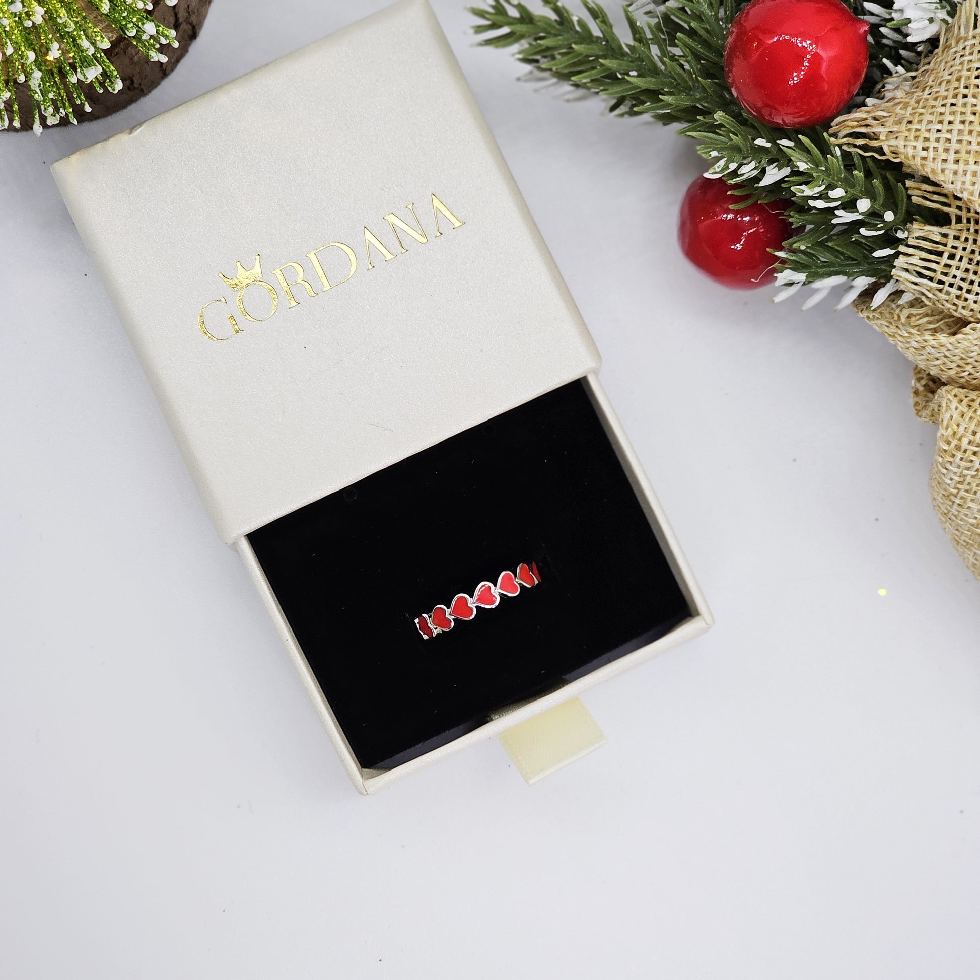 Silver Juliette ring with red gemstones in elegant stainless steel design, unisex fashion jewelry for Mauritius, Europe, USA .