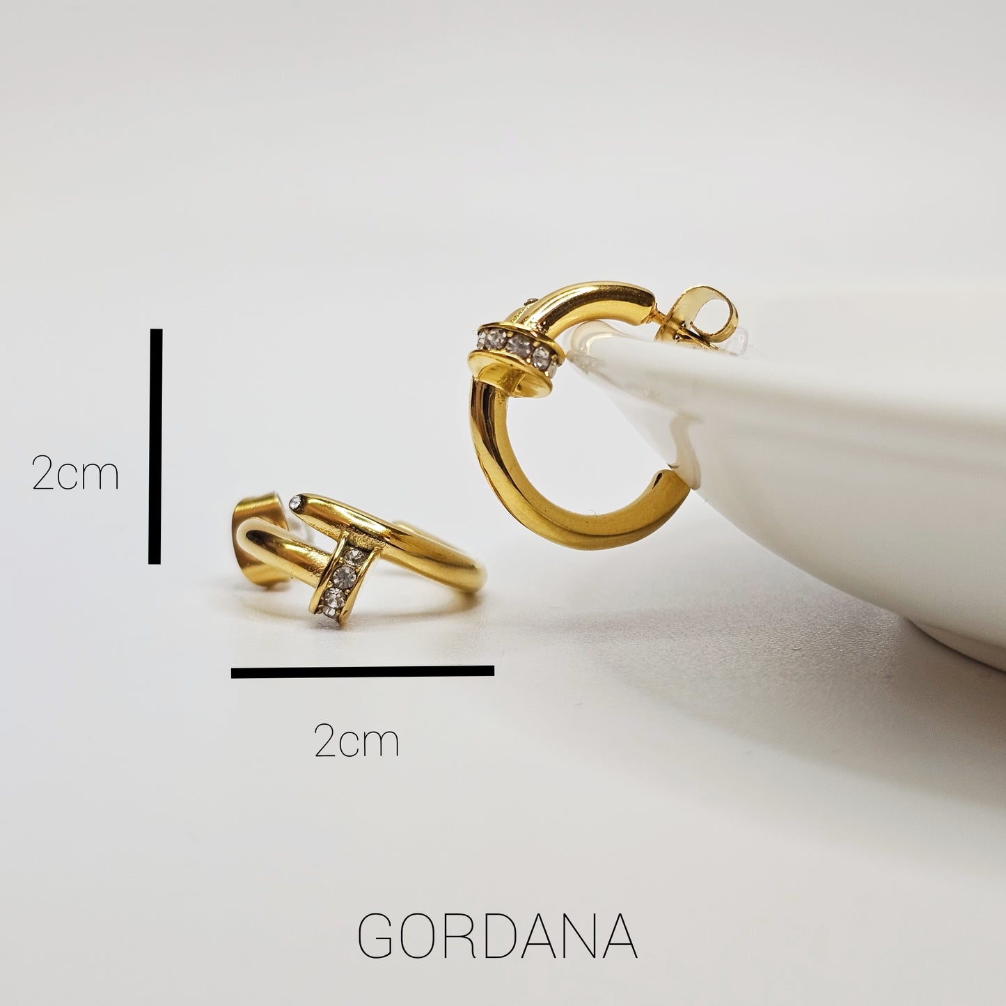 Nail stainless steel semi hoop earrings