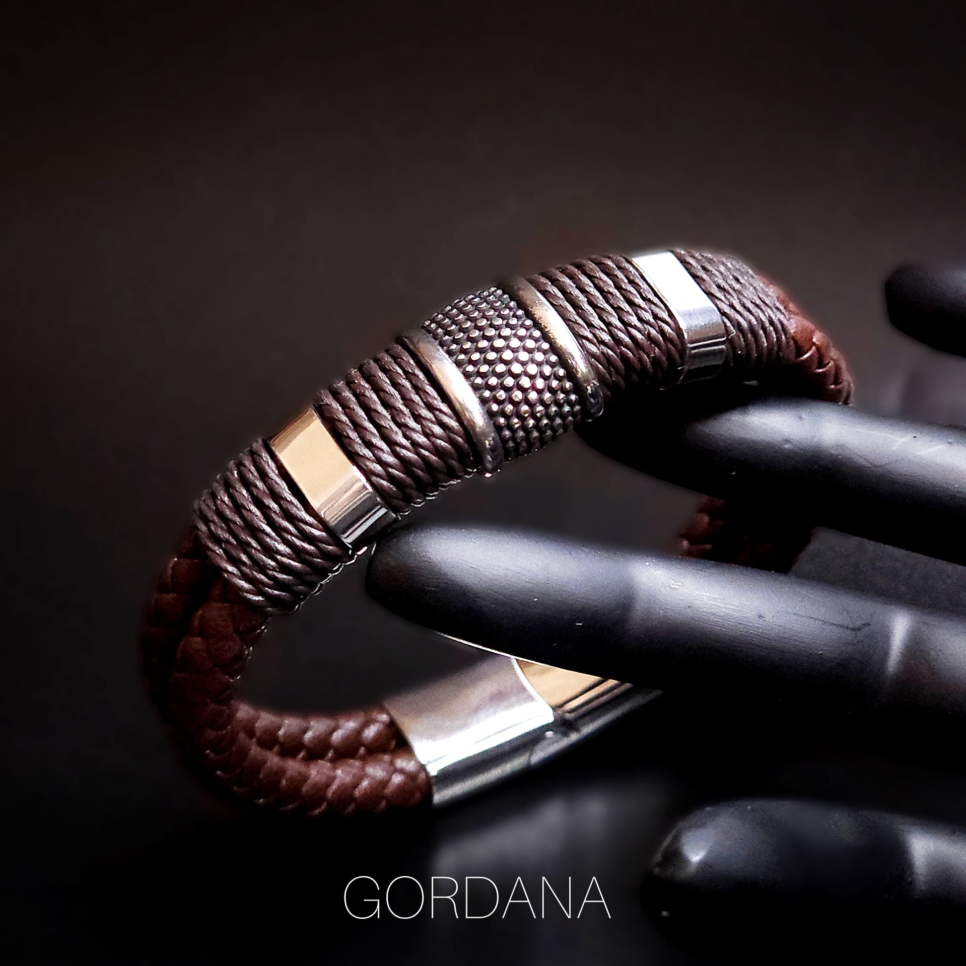 Genuine Leather and stainless steel bracelet - Gordana Moda