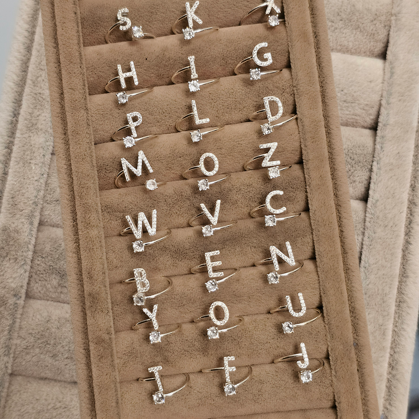 S925 Sterling Silver Adjustable Initial Ring