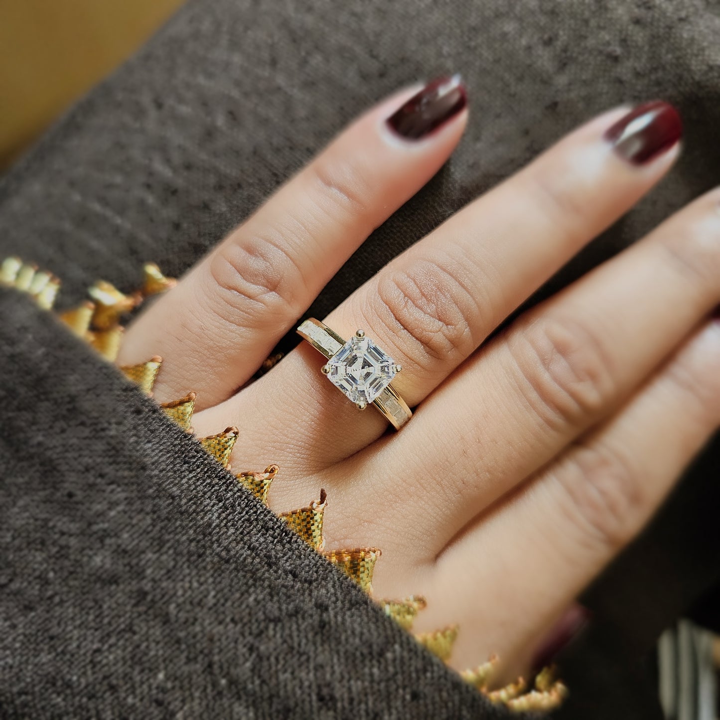 Princess‑Cut Solitaire Ring – Gold Plated S925 Sterling Silver