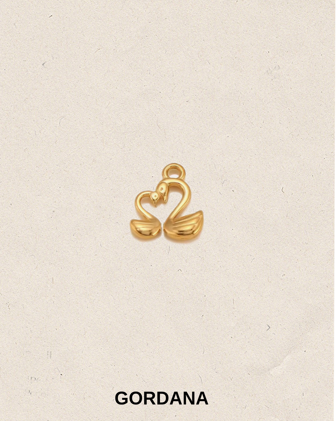 Gold plated stainless steel animal bird swan love charm for bracelets and pendant necklaces in Mauritius and France. 