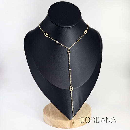 18k gold plated stainless steel necklace with delicate chain and oval links, elegant unisex fashion jewelry from Mauritius.