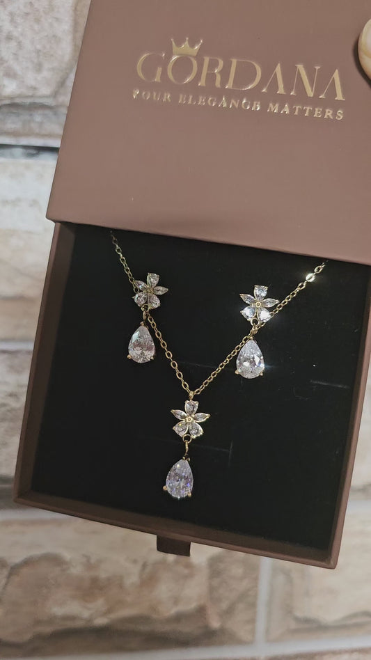 Clear zirconia and Gold Stainless steel Set