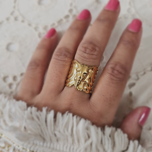 Elephant-Inspired Adjustable Stainless Steel Ring – A symbolic statement piece of Luck