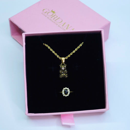 Black Teddy Stainless steel jewelry set - Gordana Moda