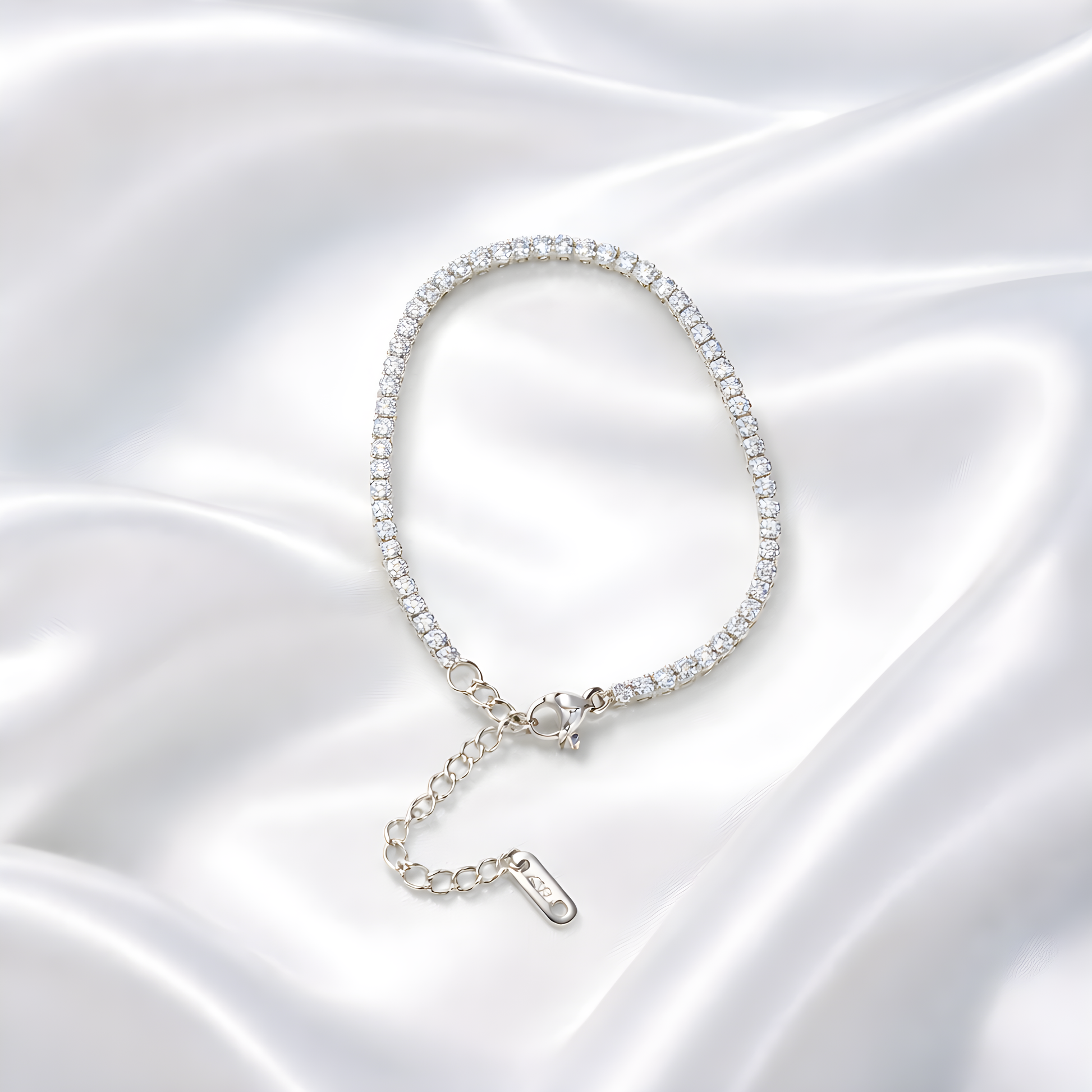 Silver Plated 2mm Tennis Bracelet – Stainless Steel Crystal Bracelet