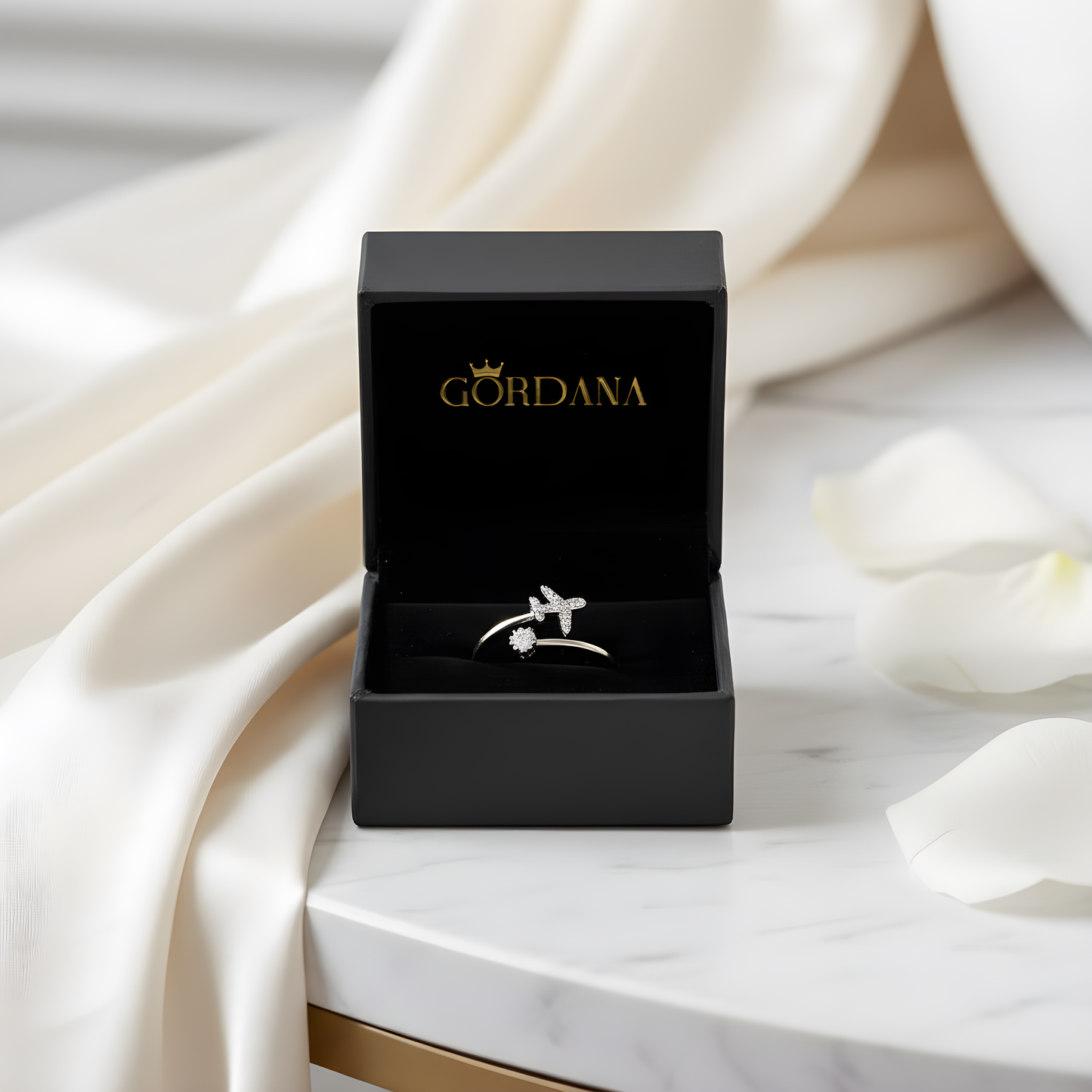 Sterling silver adjustable Airplane ring - Travel Lover Jewelry