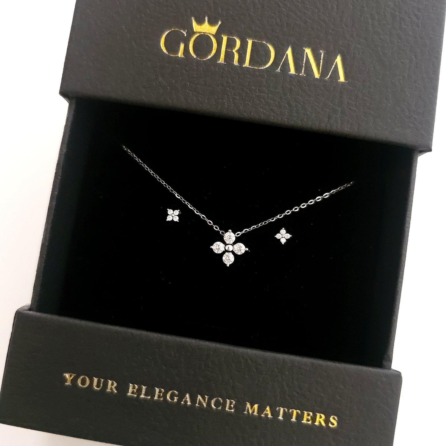 S925 Sterling Silver Flower Jewelry Set – Necklace & Earrings