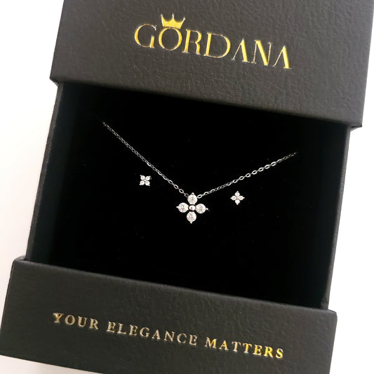 S925 Sterling Silver Flower Jewelry Set – Necklace & Earrings