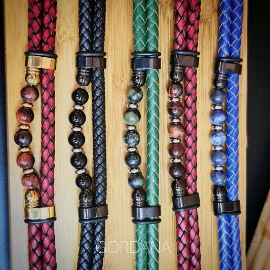 Genuine Leather and stainless steel bracelet