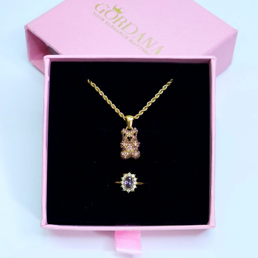 Pink Teddy Stainless steel jewelry set