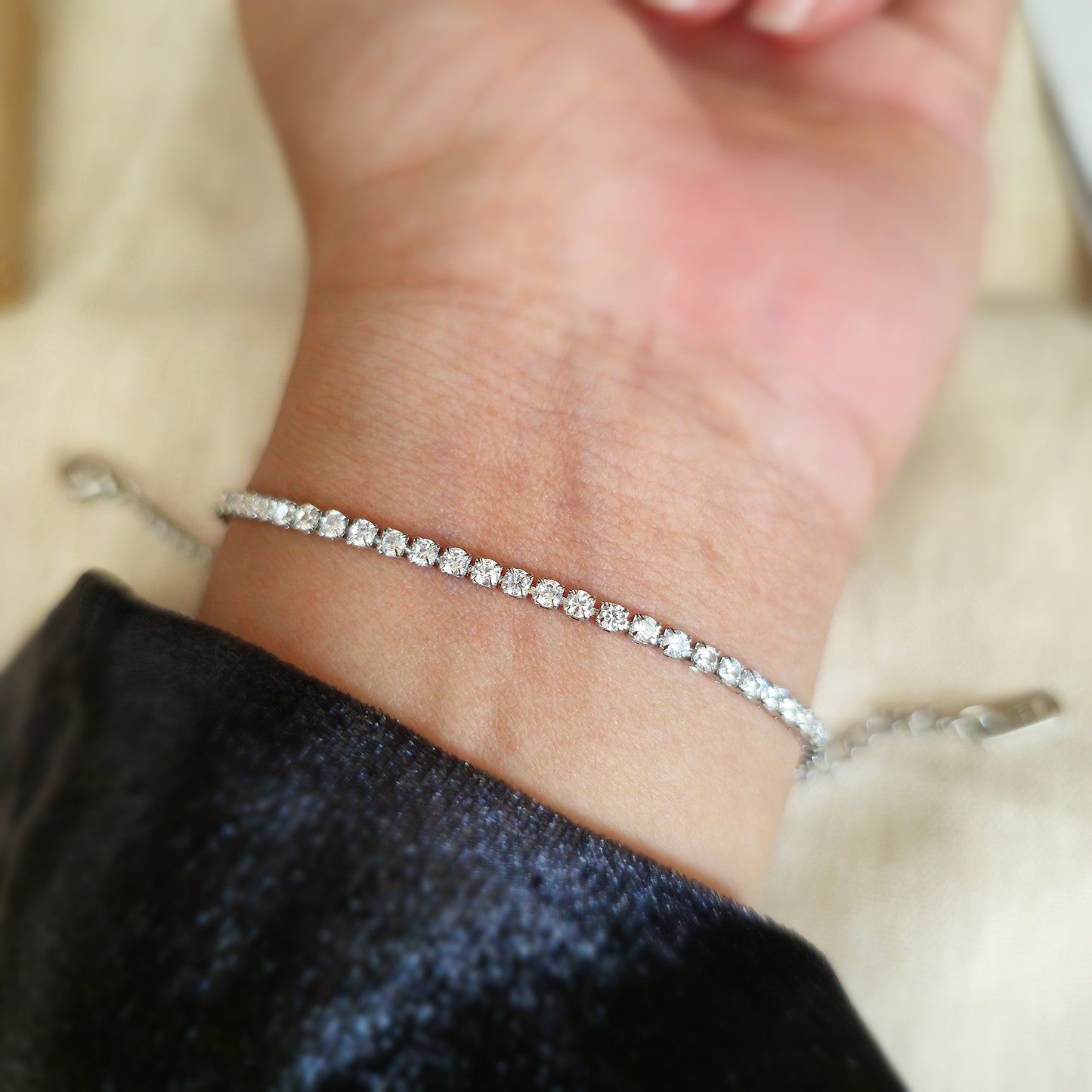 Silver Plated 2mm Tennis Bracelet – Stainless Steel Crystal Bracelet
